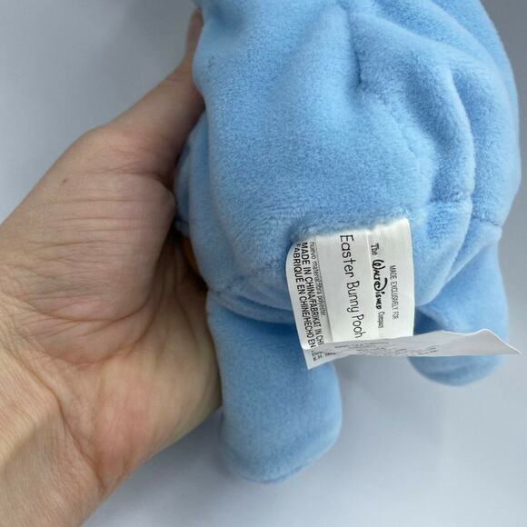 Disney Blue Mini Bean Bag Easter Bunny Pooh Lightweight Plush Stuffed Animal - Picture 6 of 7